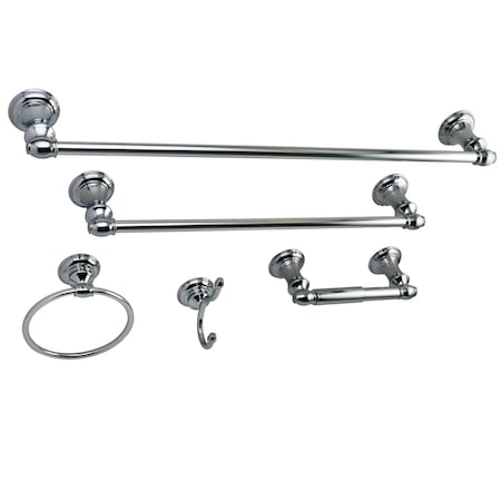 Kingston Brass 5-Piece Bathroom Accessories Set, Chrome BAHK2612478C